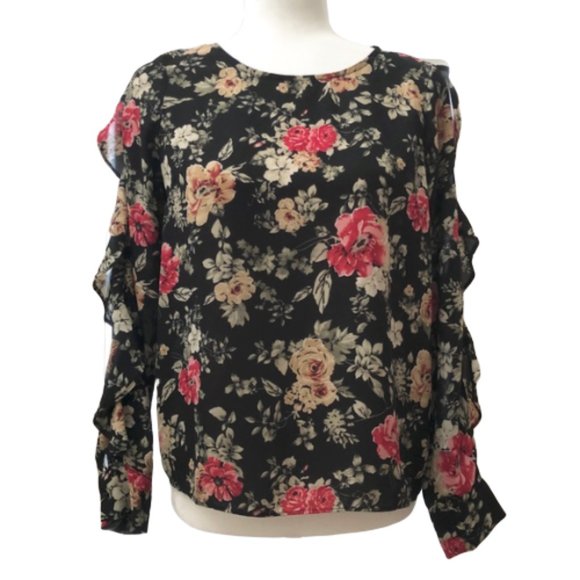SHINESTAR black floral top - Picture 1 of 6
